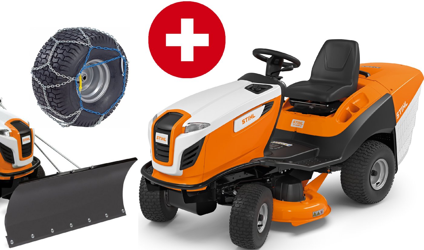 STIHL Aufsitzmäher RT 5097 Z Winterpaket mit Schneeschild und Schneeketten - Modell 2025