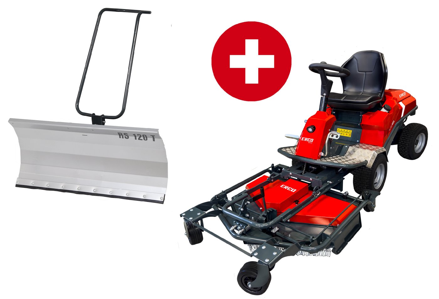 ERCO Frontmäher mit Allradantrieb FM-220-4WD Grundgerät mit Wiesendeck - Bundle - und Schneeräumschild 100cm